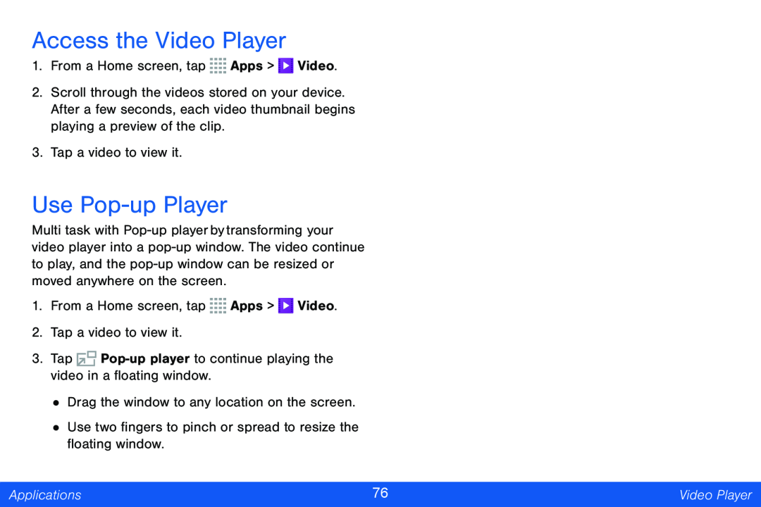 Access the Video Player Use Pop-upPlayer