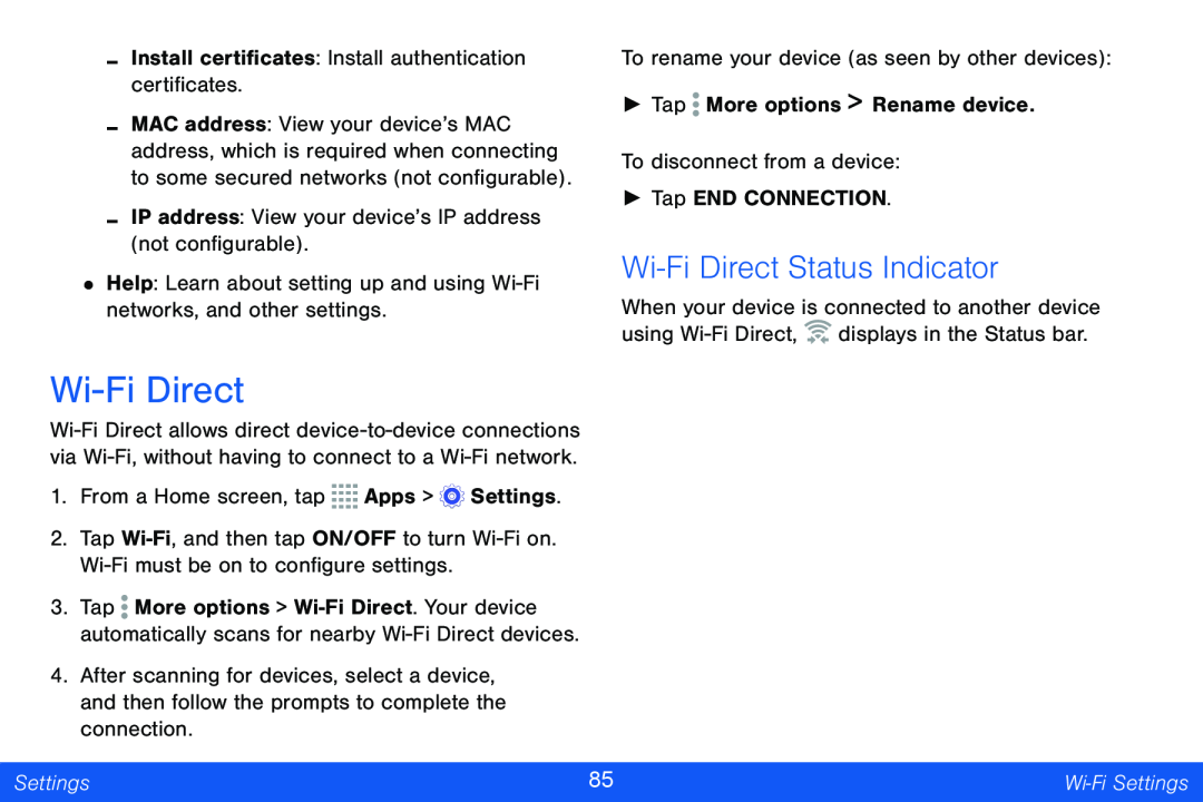 Wi-FiDirect Status Indicator Galaxy Tab 4 10.1 Verizon