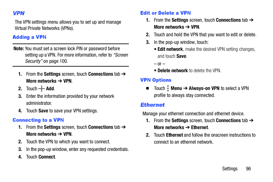 VPN Galaxy Tab 4 10.1 Wi-Fi