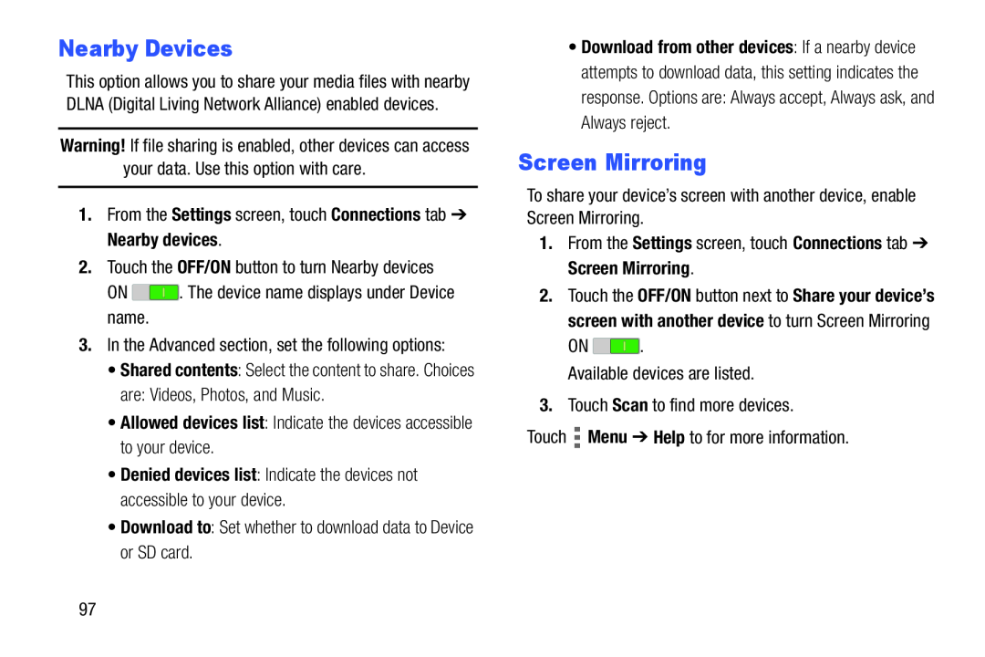 Nearby Devices Screen Mirroring