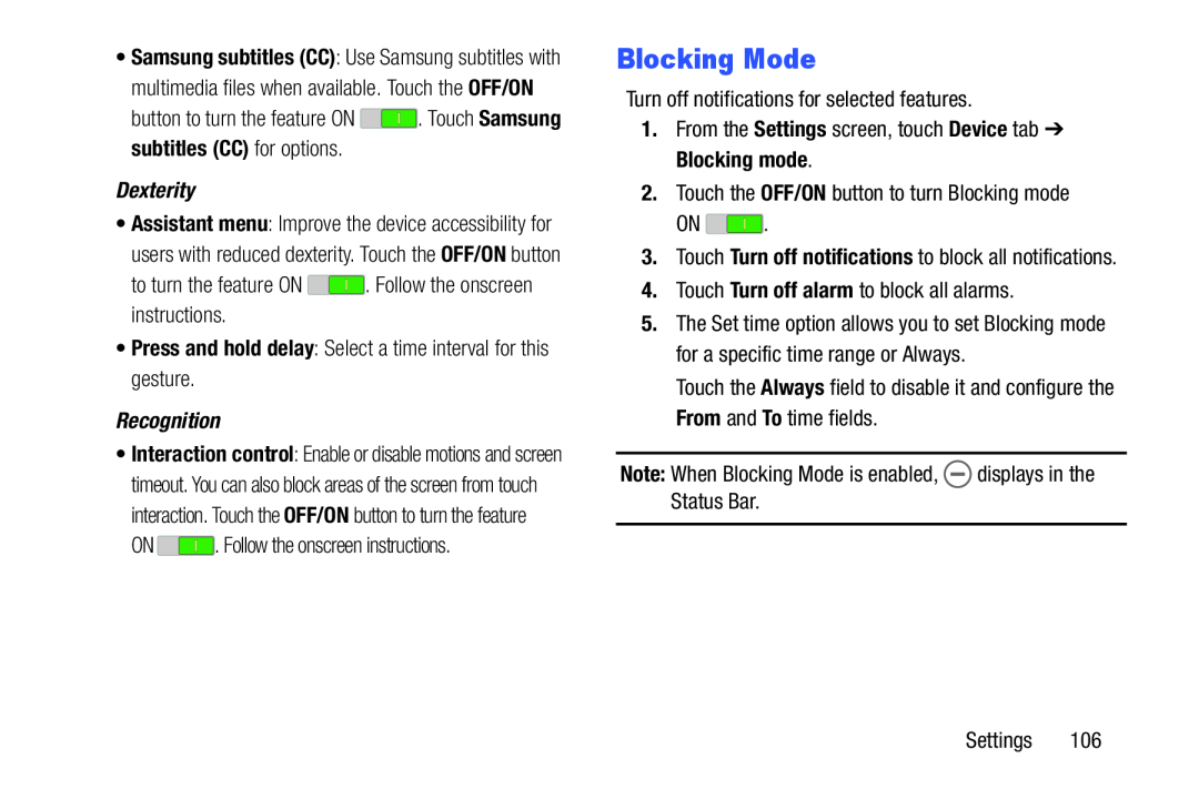 Blocking Mode Galaxy Tab 4 10.1 Wi-Fi