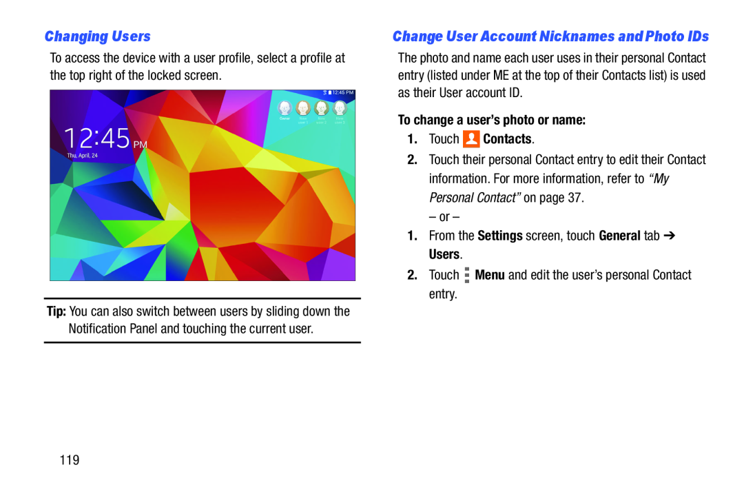 Changing Users Galaxy Tab 4 10.1 Wi-Fi