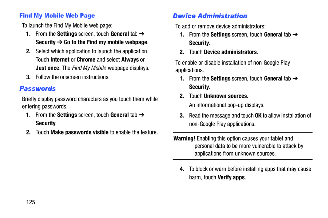 Passwords Device Administration