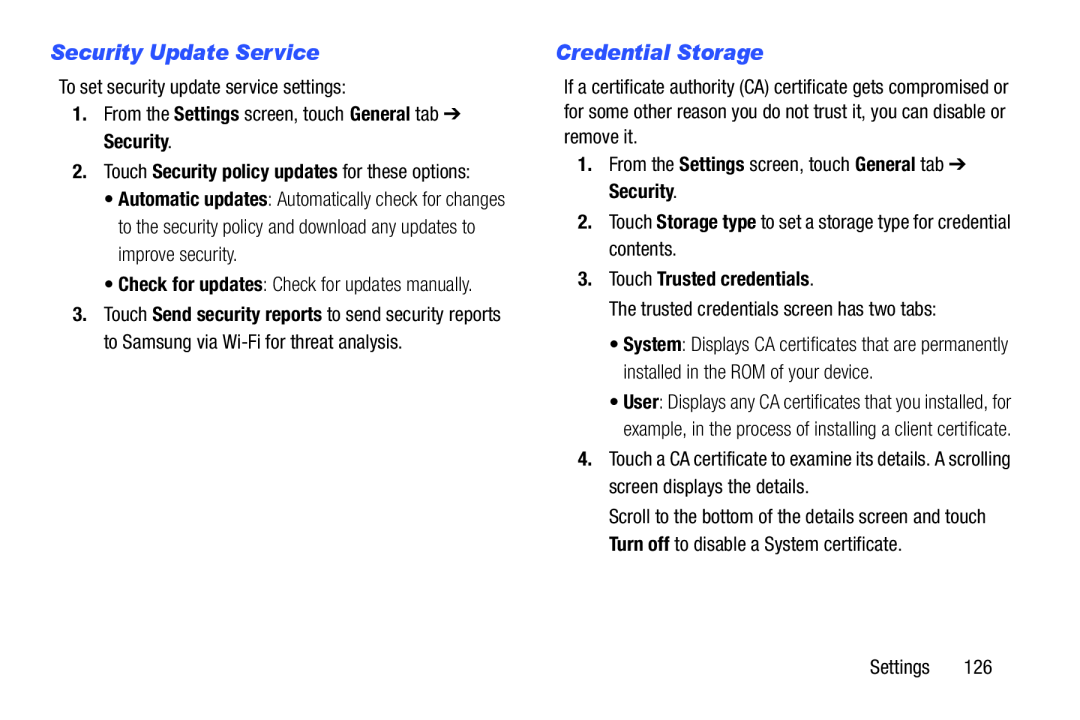 Security Update Service Credential Storage