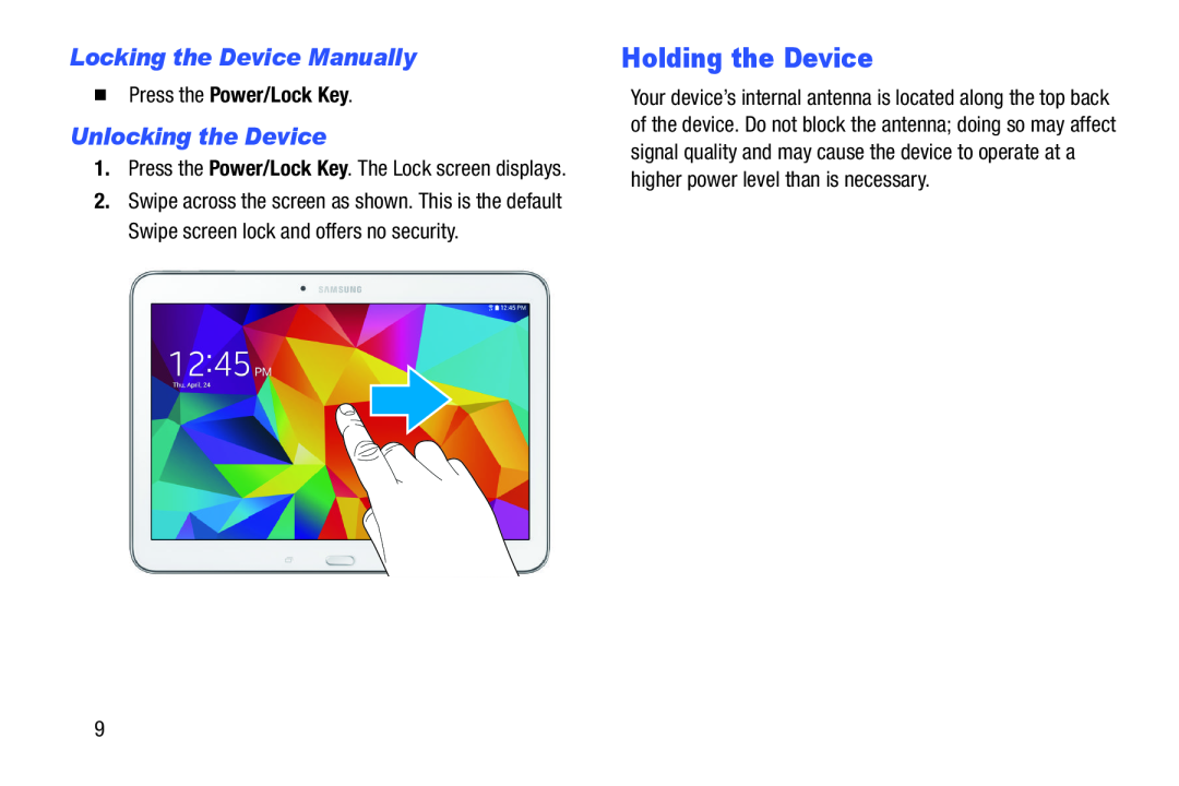 Locking the Device Manually Galaxy Tab 4 10.1 Wi-Fi