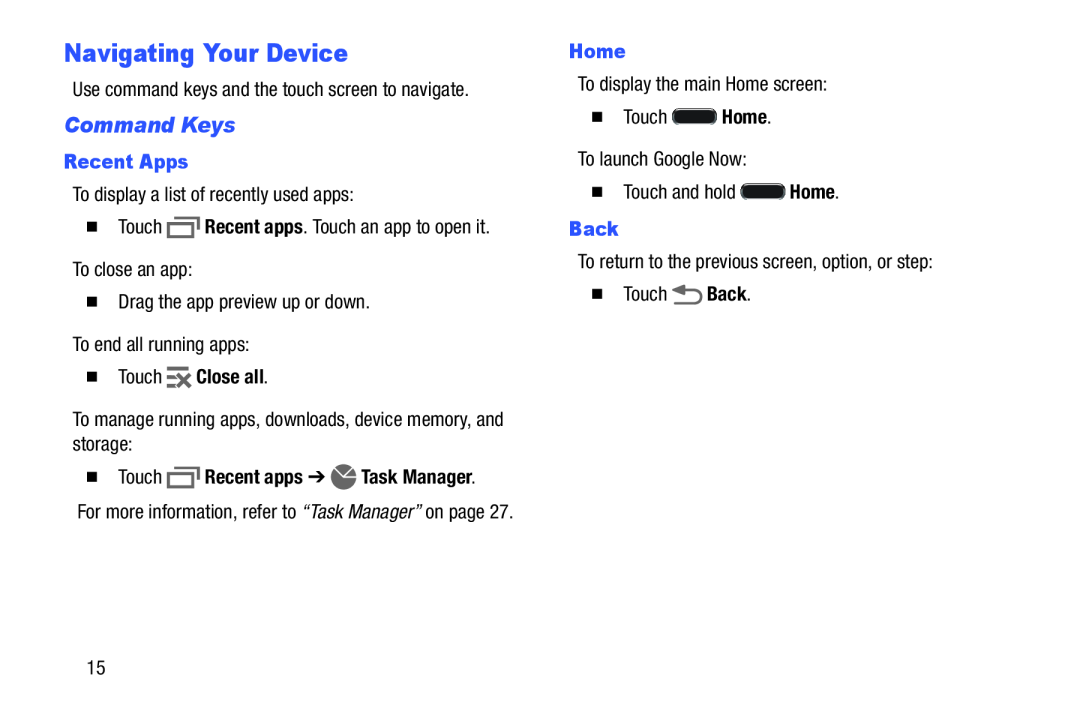 Navigating Your Device Galaxy Tab 4 10.1 Wi-Fi