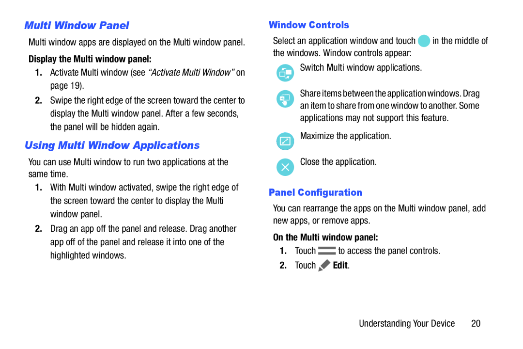 Multi Window Panel Galaxy Tab 4 10.1 Wi-Fi