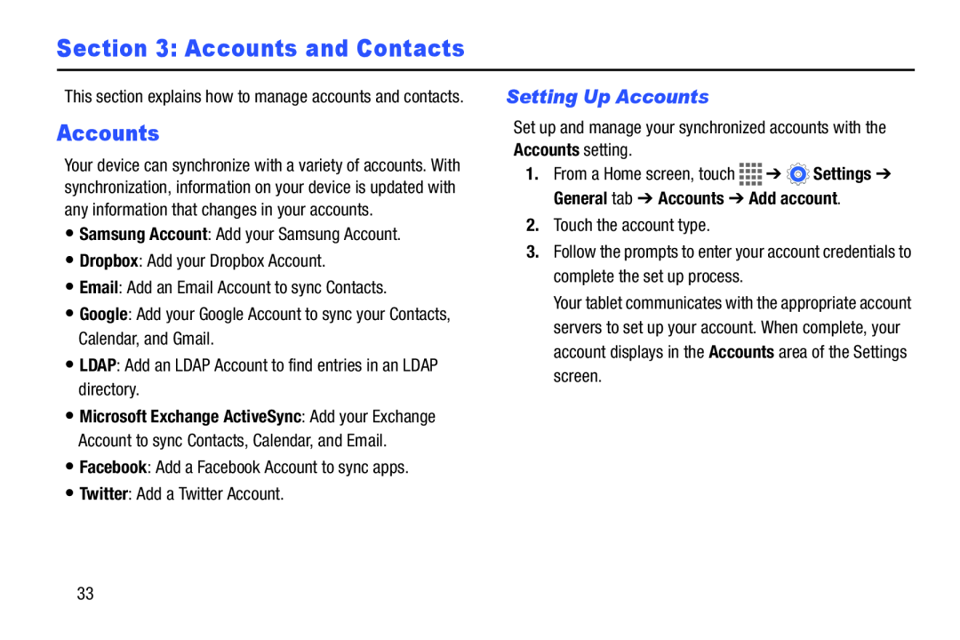 Setting Up Accounts Galaxy Tab 4 10.1 Wi-Fi