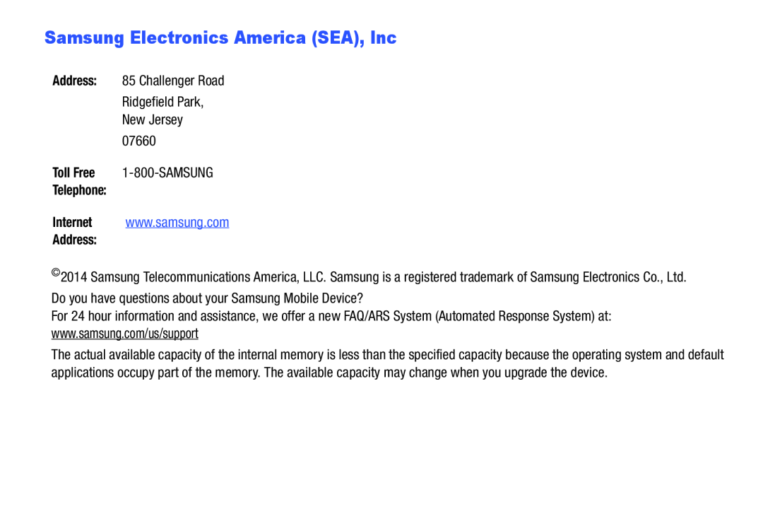 Samsung Electronics America (SEA), Inc Galaxy Tab 4 10.1 Wi-Fi