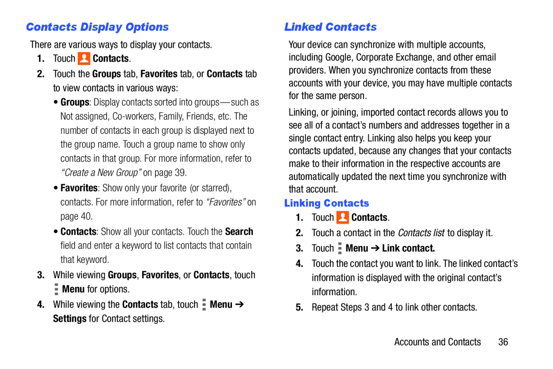 Linked Contacts Galaxy Tab 4 10.1 Wi-Fi