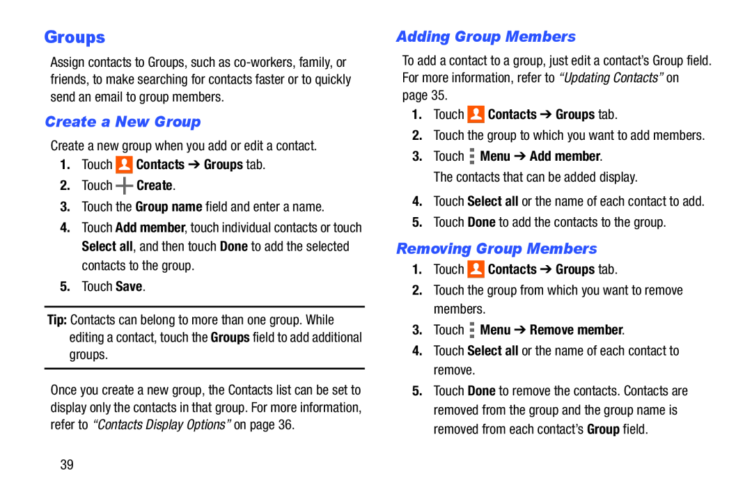 Removing Group Members Galaxy Tab 4 10.1 Wi-Fi