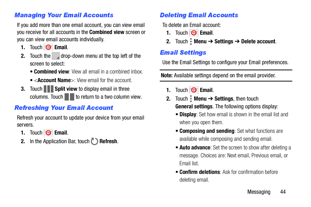 Deleting Email Accounts Galaxy Tab 4 10.1 Wi-Fi