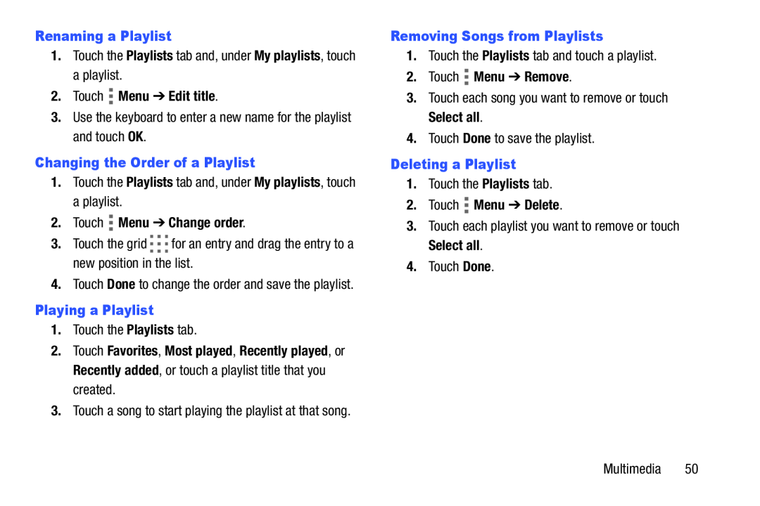 Deleting a Playlist Galaxy Tab 4 10.1 Wi-Fi