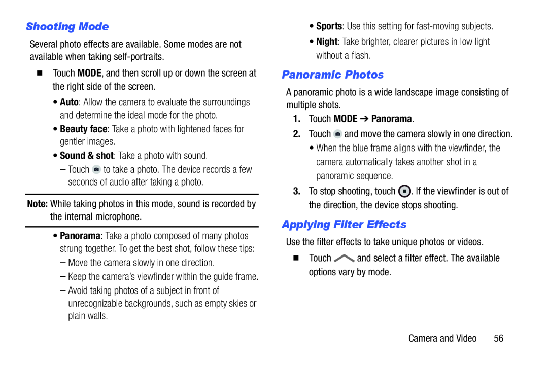 Shooting Mode Panoramic Photos