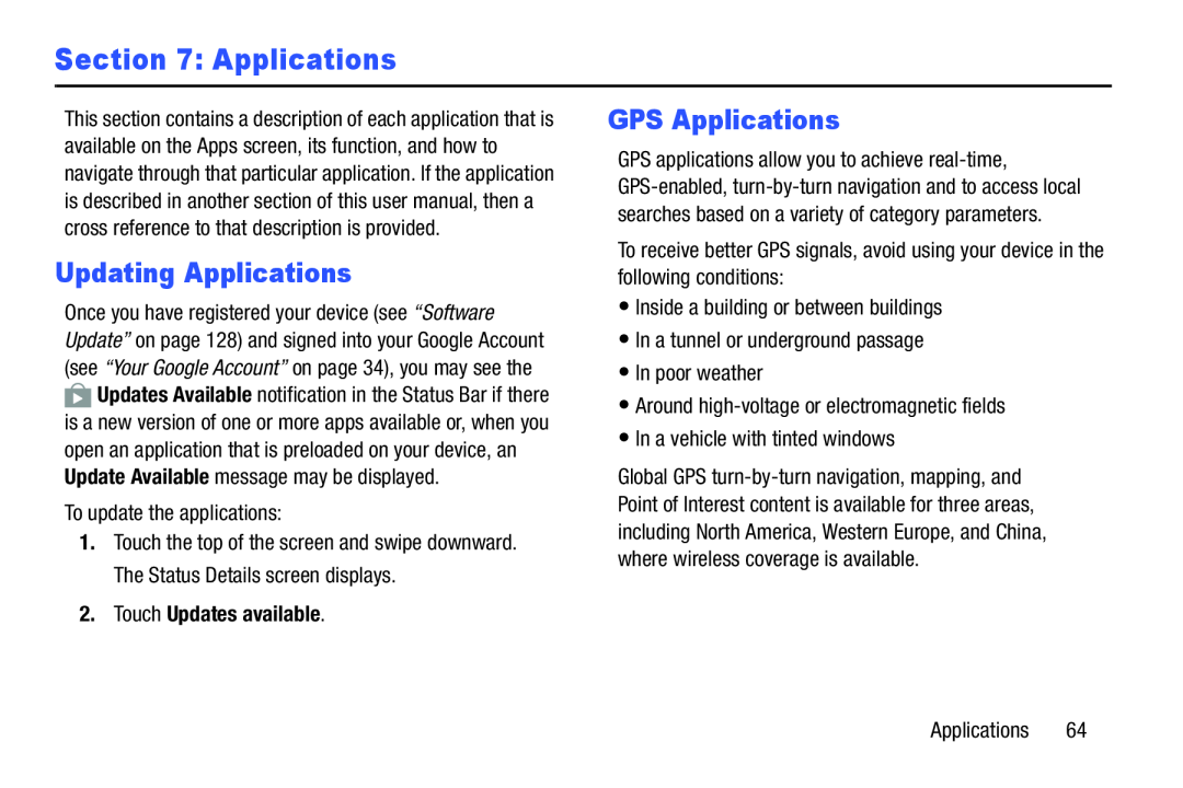 GPS Applications Galaxy Tab 4 10.1 Wi-Fi