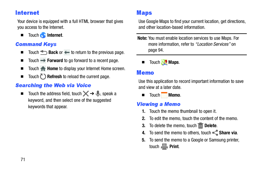 Searching the Web via Voice Viewing a Memo