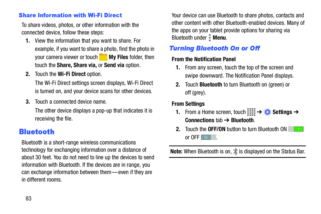 Turning Bluetooth On or Off