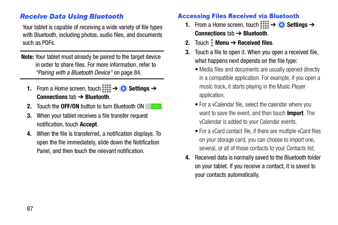 Receive Data Using Bluetooth Galaxy Tab 4 10.1 Wi-Fi