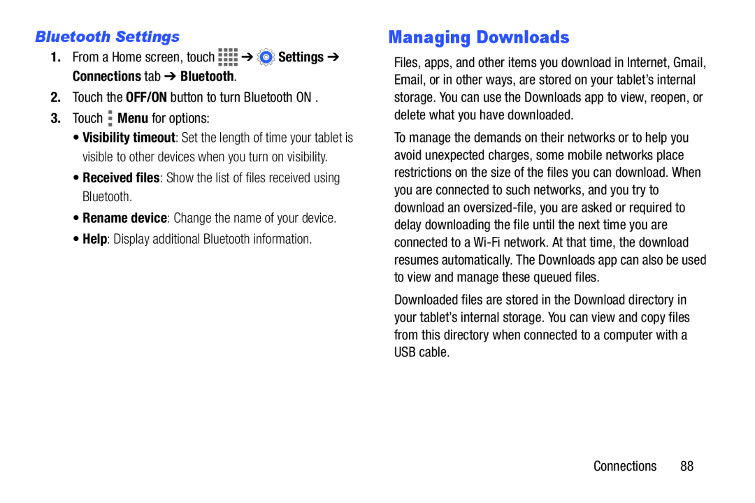 Bluetooth Settings Galaxy Tab 4 10.1 Wi-Fi