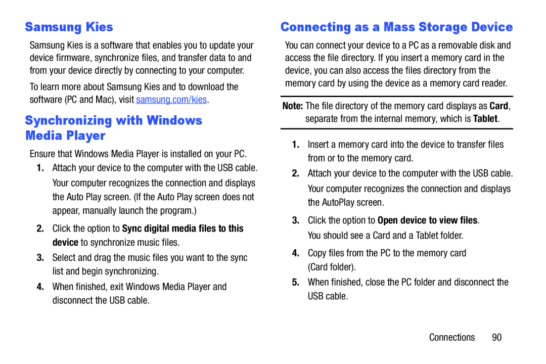 Connecting as a Mass Storage Device Galaxy Tab 4 10.1 Wi-Fi