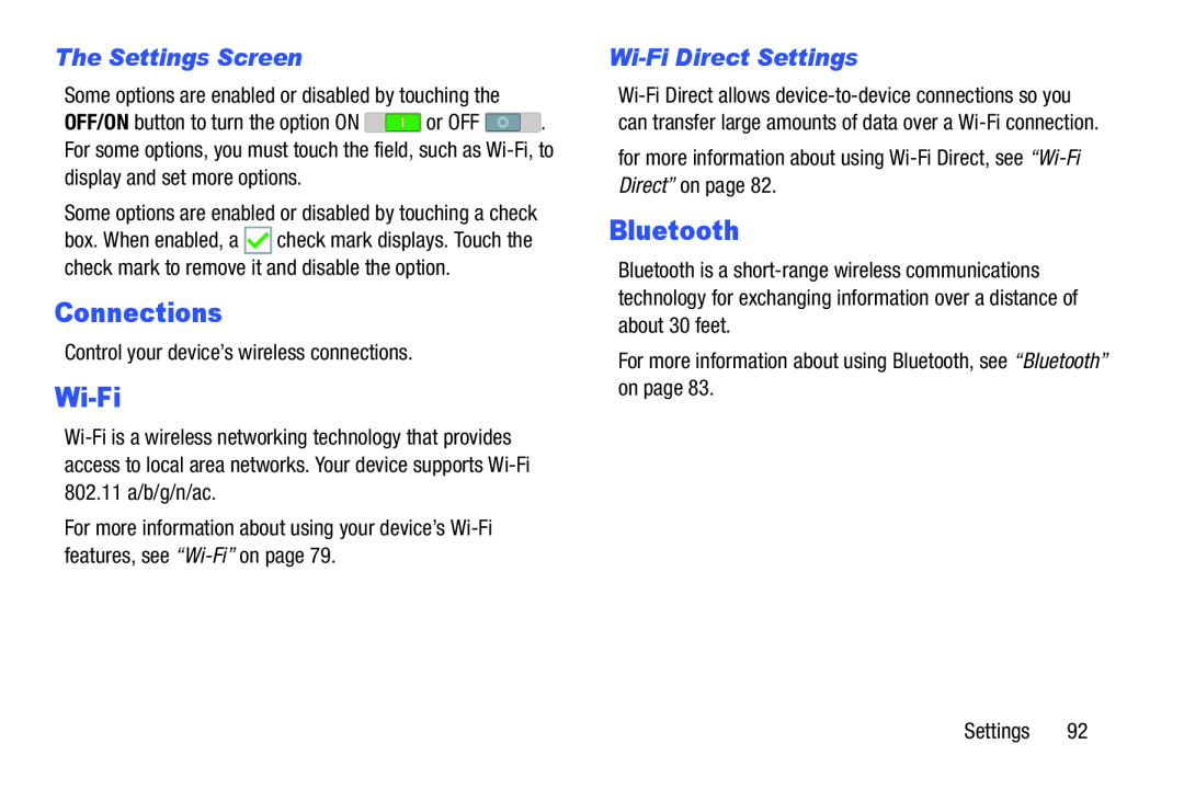 The Settings Screen Galaxy Tab 4 10.1 Wi-Fi