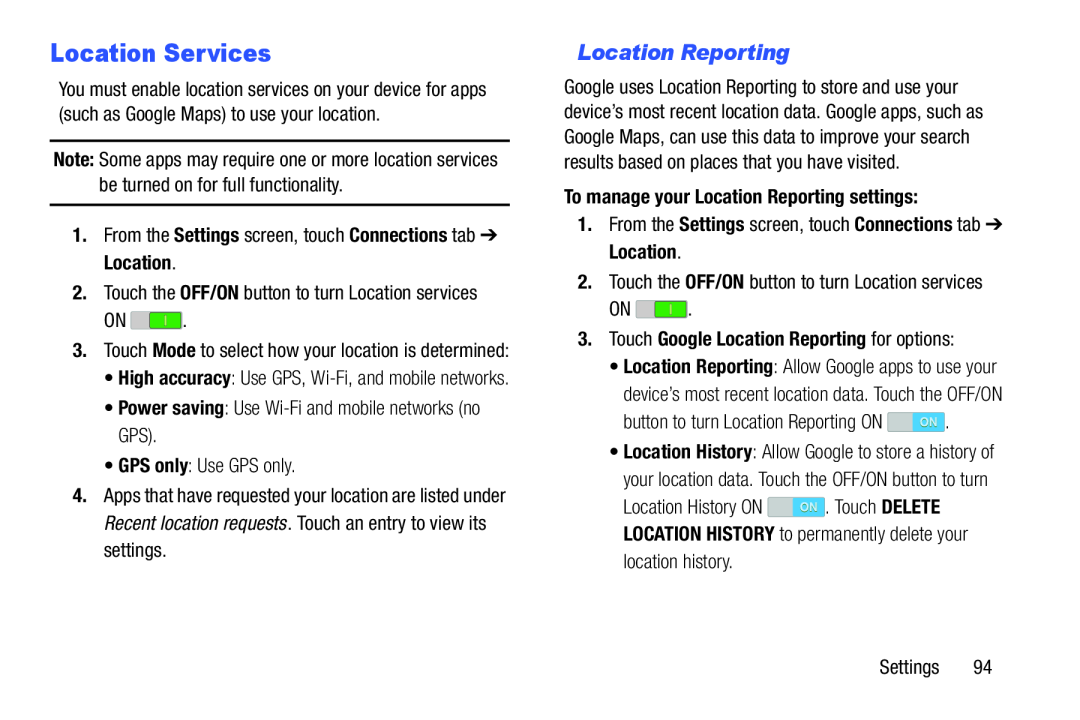 Location Reporting Galaxy Tab 4 10.1 Wi-Fi