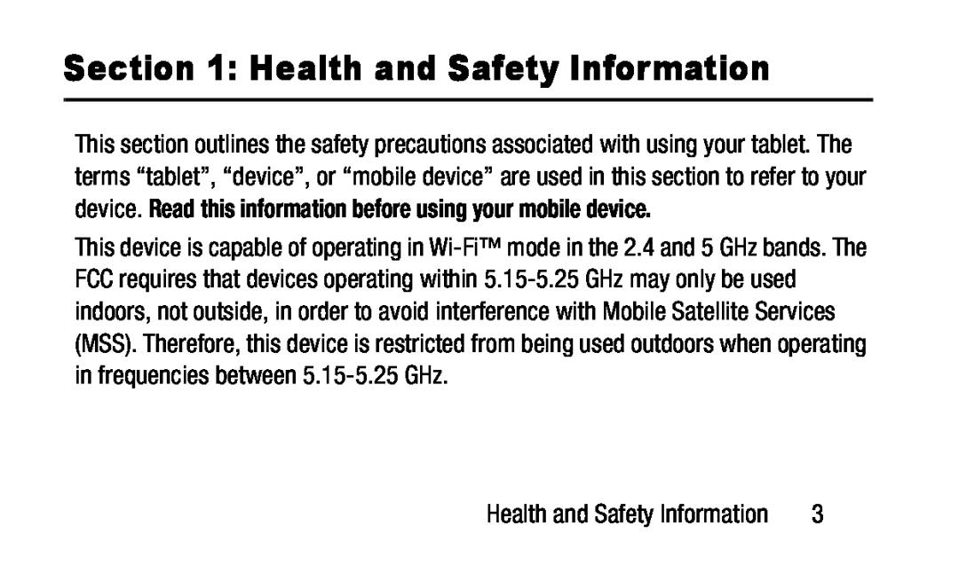 Section 1: Health and Safety Information Galaxy Tab 4 10.1 Wi-Fi