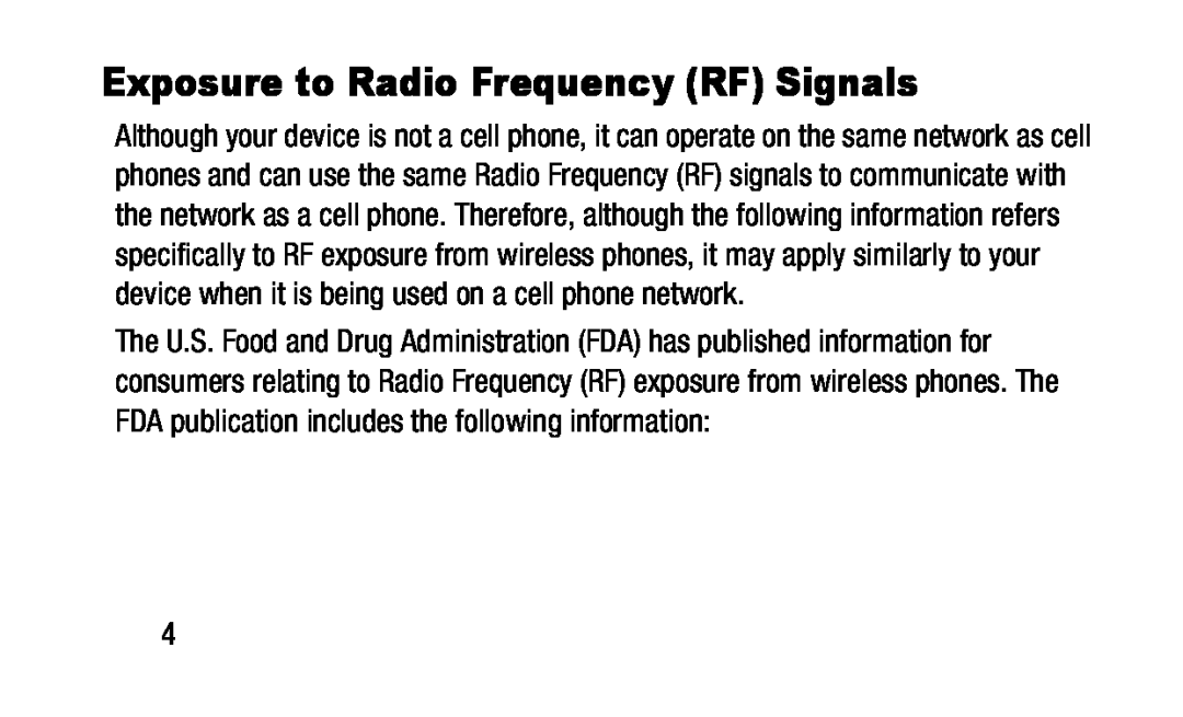 Exposure to Radio Frequency (RF) Signals Galaxy Tab 4 10.1 Wi-Fi