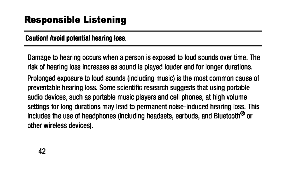 Caution! Avoid potential hearing loss Galaxy Tab 4 10.1 Wi-Fi