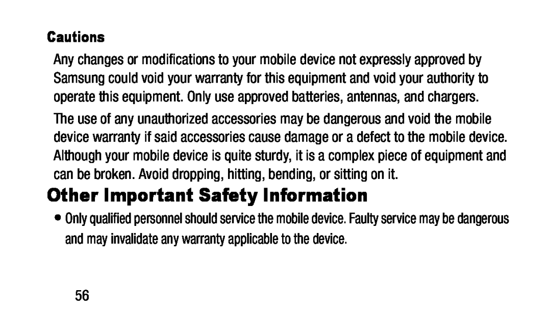 Other Important Safety Information Galaxy Tab 4 10.1 Wi-Fi