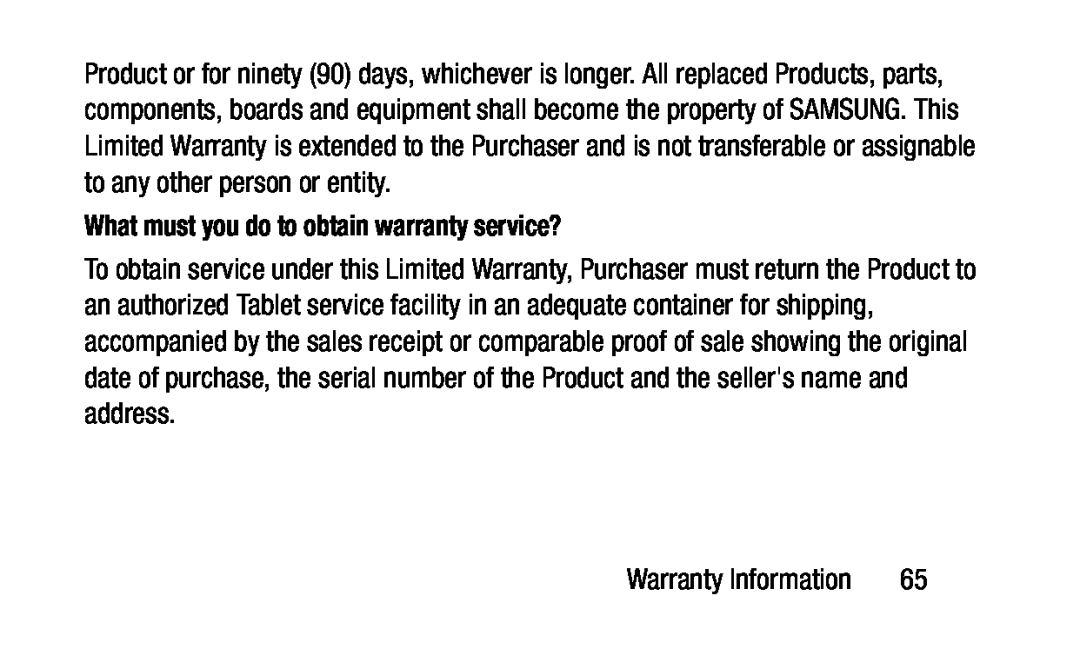 What must you do to obtain warranty service Galaxy Tab 4 10.1 Wi-Fi