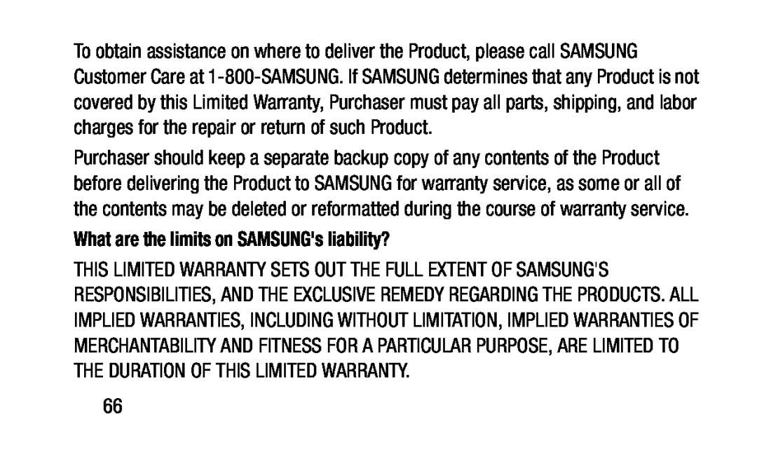 What are the limits on SAMSUNG's liability