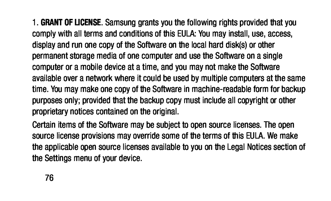 GRANT OF LICENSE Galaxy Tab 4 10.1 NOOK Wi-Fi