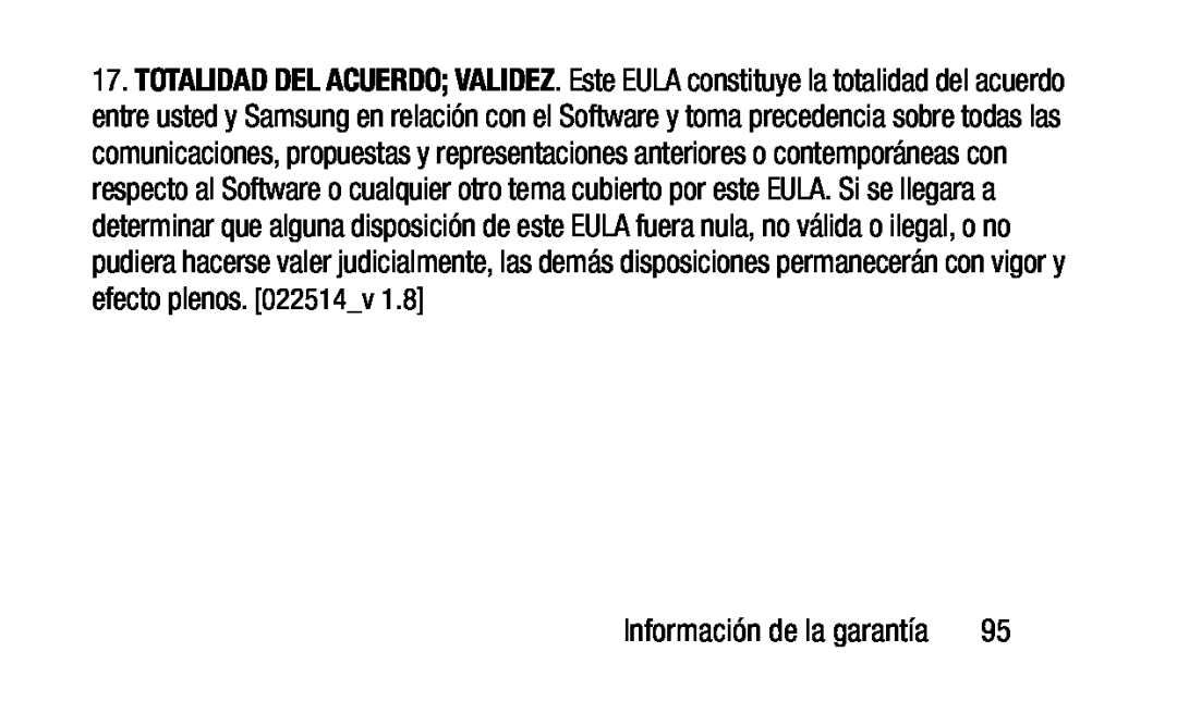 TOTALIDAD DEL ACUERDO; VALIDEZ Galaxy Tab 4 10.1 Wi-Fi