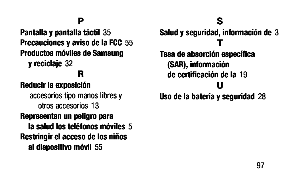 Tasa de absorción específica (SAR), información Galaxy Tab 4 10.1 Wi-Fi