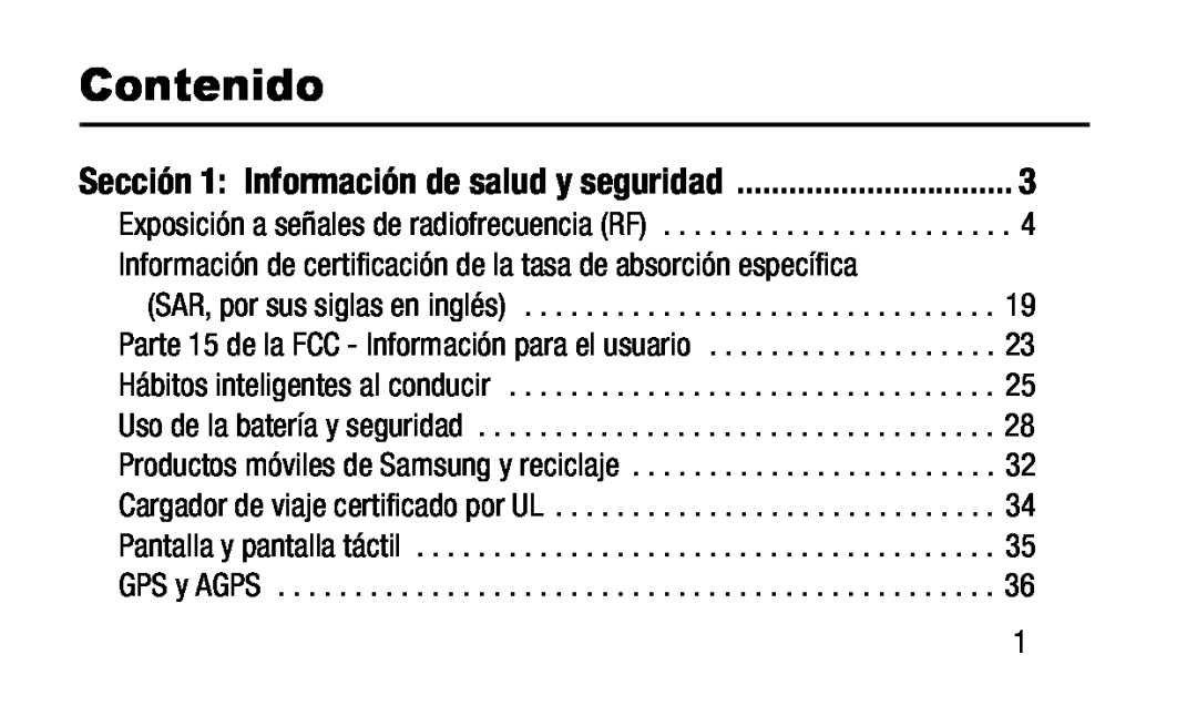 Sección 1: Información de salud y seguridad Contenido