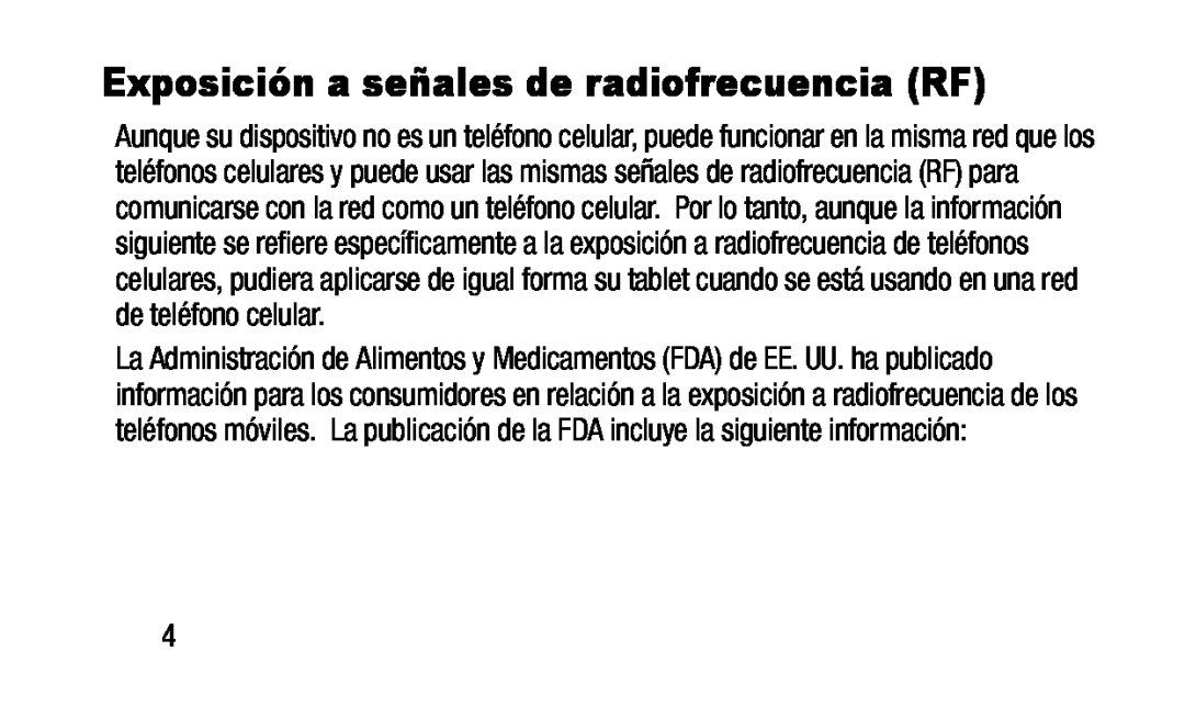 Exposición a señales de radiofrecuencia (RF) Galaxy Tab 4 10.1 Wi-Fi