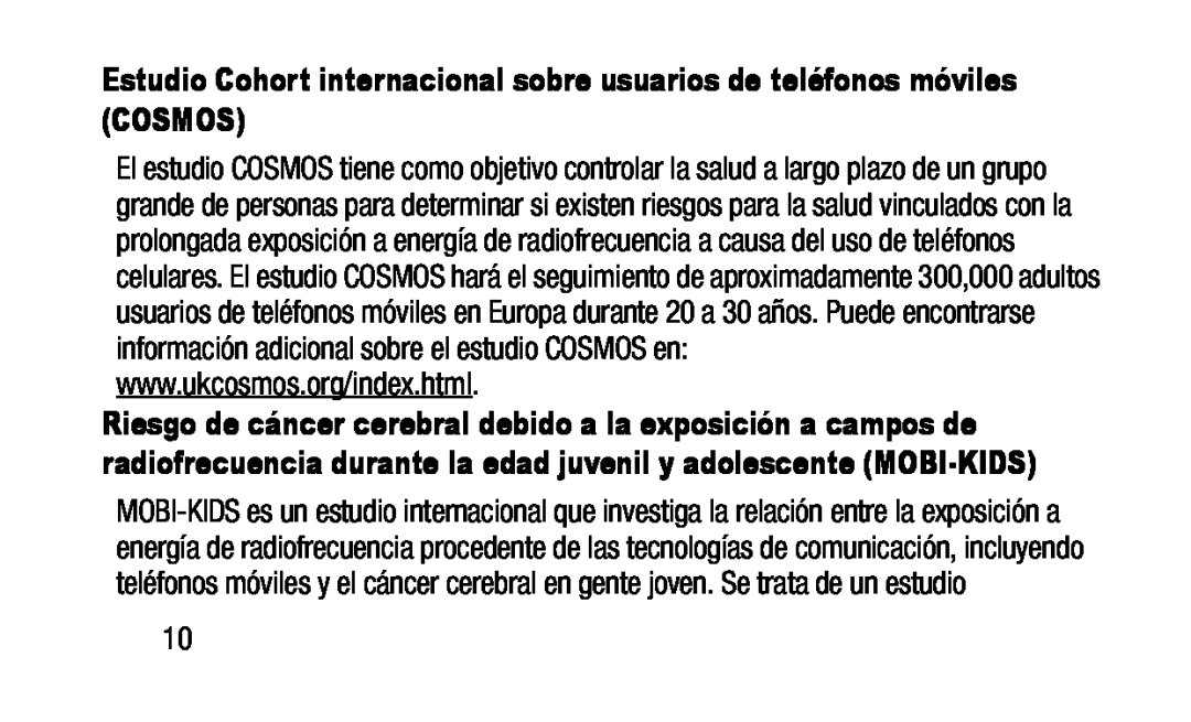 Estudio Cohort internacional sobre usuarios de teléfonos móviles (COSMOS) Galaxy Tab 4 10.1 NOOK Wi-Fi