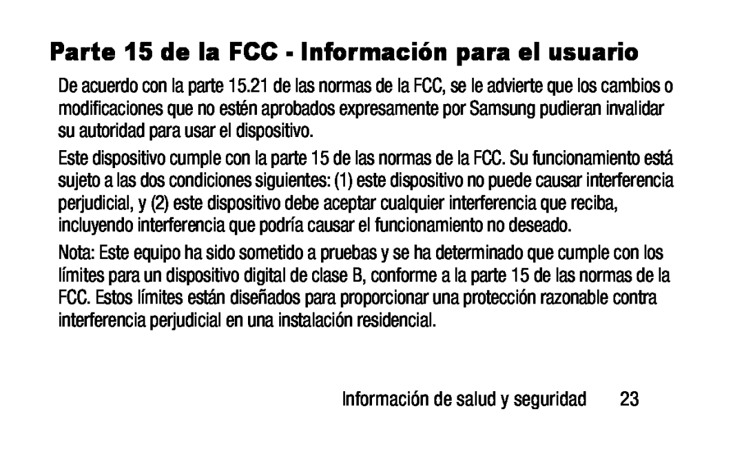 Parte 15 de la FCC - Información para el usuario Galaxy Tab 4 10.1 Wi-Fi