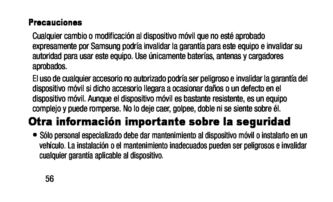 Precauciones Otra información importante sobre la seguridad