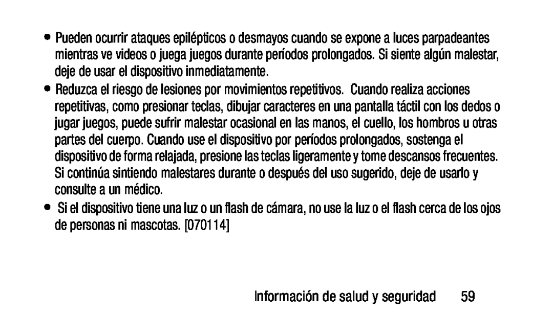 Información de salud y seguridad