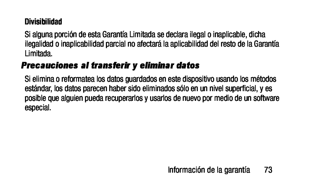 Precauciones al transferir y eliminar datos Galaxy Tab 4 10.1 Wi-Fi