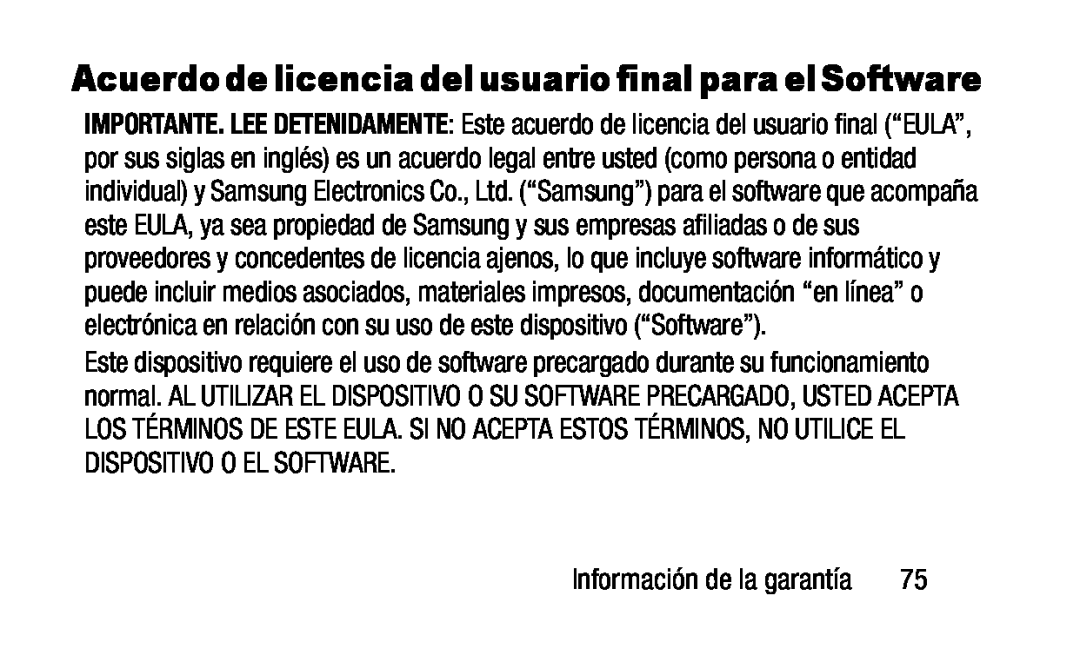 Información de la garantía Galaxy Tab 4 10.1 Wi-Fi