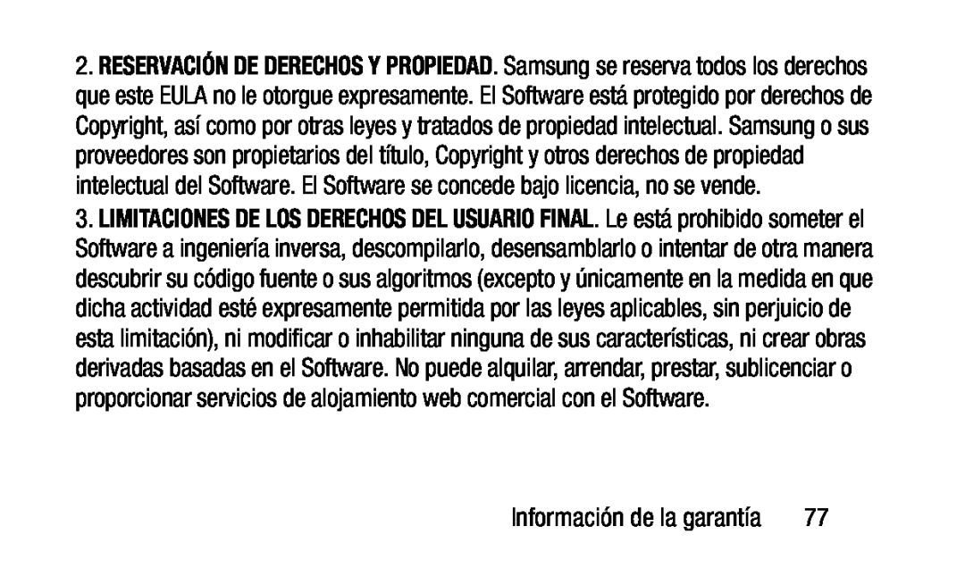 Información de la garantía Galaxy Tab 4 10.1 Wi-Fi