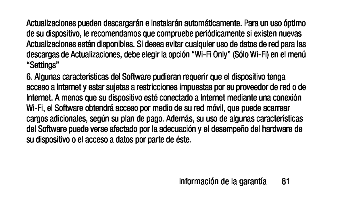 Información de la garantía Galaxy Tab 4 10.1 Wi-Fi