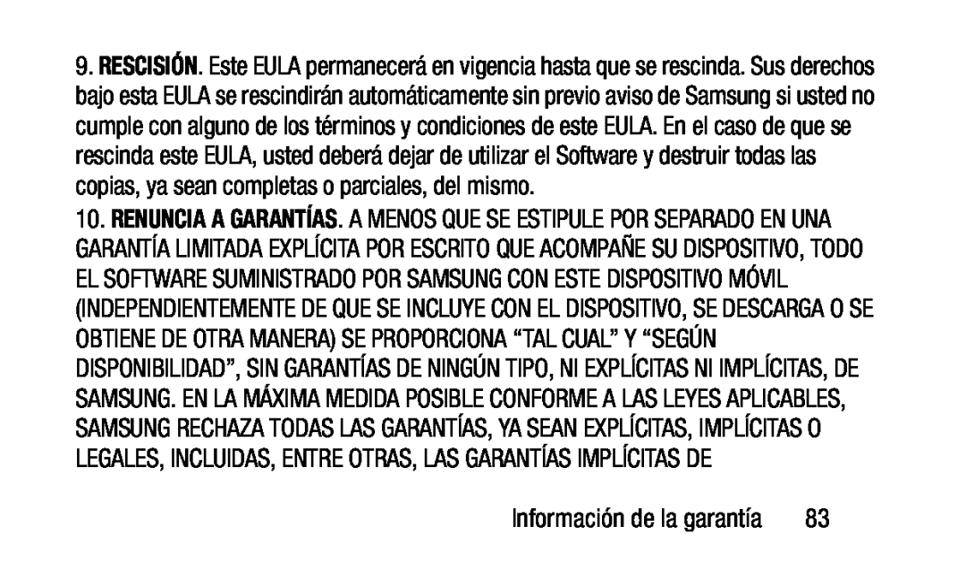 Información de la garantía RESCISIÓN