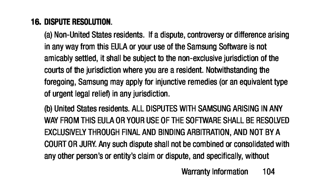 16.DISPUTE RESOLUTION Galaxy Tab 3 Lite Wi-Fi