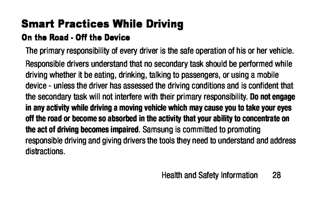 Smart Practices While Driving Galaxy Tab 3 Lite Wi-Fi