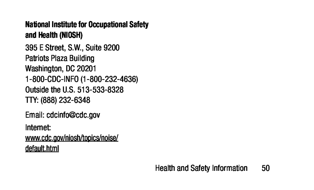 National Institute for Occupational Safety and Health (NIOSH) 395 E Street, S.W., Suite