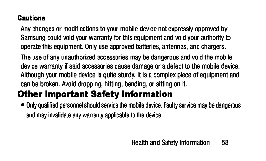 Other Important Safety Information Galaxy Tab 3 Lite Wi-Fi